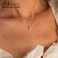 EManco Rectangular Zirconia Pendant Women's Fashion Jewelry Stainless Steel Gold-Plated Short Necklace Wholesale