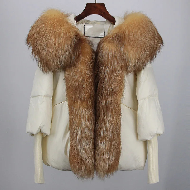 Custom 2023 Women's Oversize Light Down Jacket Breathable Hooded Short Winter Outerwear with Duck Down Fill