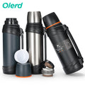 Large Capacity Stainless Steel Pot Double Wall Vacuum Flask Travel Pot Sports Water Bottle with Handle and Lid