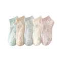 Women's Anti-Slip Macaron Color Korean Cotton Tube Socks New Three-Dimensional Flower Design for Spring and Summer