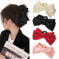 SongMay Korean Bowknot Plastic Hair Claw Clip Colorful Elegant Literary Satin Butterfly European American Style Daily Use Hair
