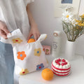 Summer Eco-Friendly Korean Cotton Linen Girl's Wrist Knot Bag Lovely Flower Print with Custom Logo for Gifts