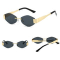 DL Gold Retro Frameless Metal Fashion Sunglasses with Acrylic Gradient Lenses % UV Protection