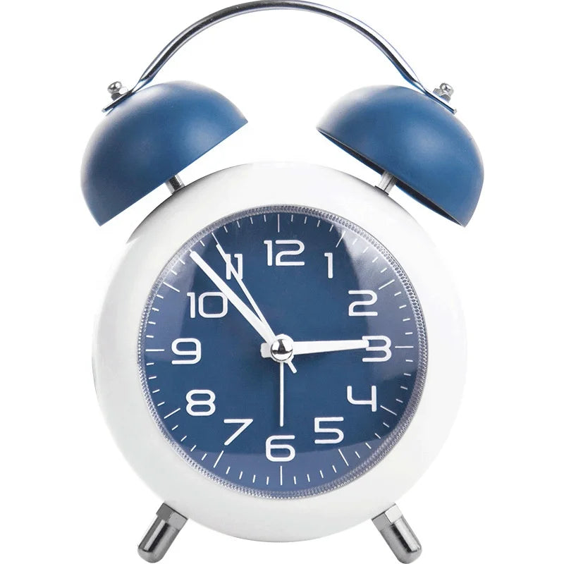 Wholesale 4 Inch Vintage Small Analog Silent Backlight Table Desk Alarm Clock Battery Operated With Metal Twin Bell Alarm Clock