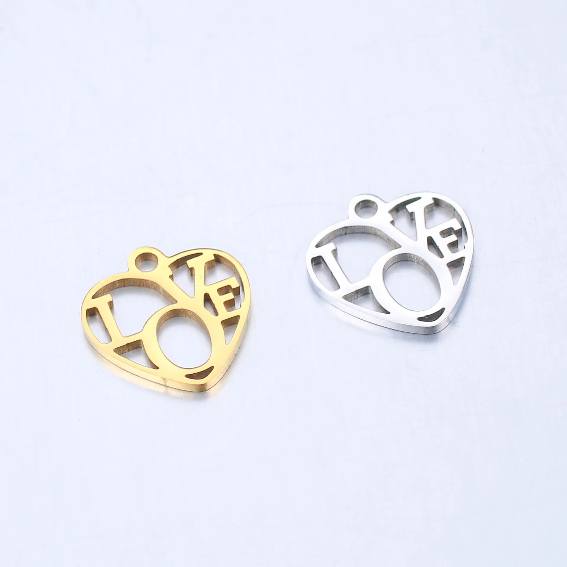 Small Stainless Steel Lover Letter Charm Pendant Necklace Valentine's Day Gift DIY Waterproof Charm
