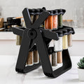 18Pcs ABS Ferris Wheel Rotary Glass Seasoning Rack Pepper Salt Spice Cruet Bottle Set With Stand Holder