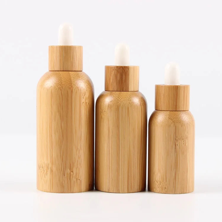 10-100ml Bamboo Glass Dropper Bottle with Bamboo Lids for Skin Care Serum Cream Eye Drops for Essential Oils and Perfumes