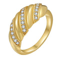 2024 New High Quality Bread Twist Shape Stainless Steel Ring 18K Gold Plated Diamond Ring