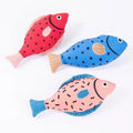 New Designer Colorful Printed Fun Teething Plush Squeaky Catnip Fish Cat Toy