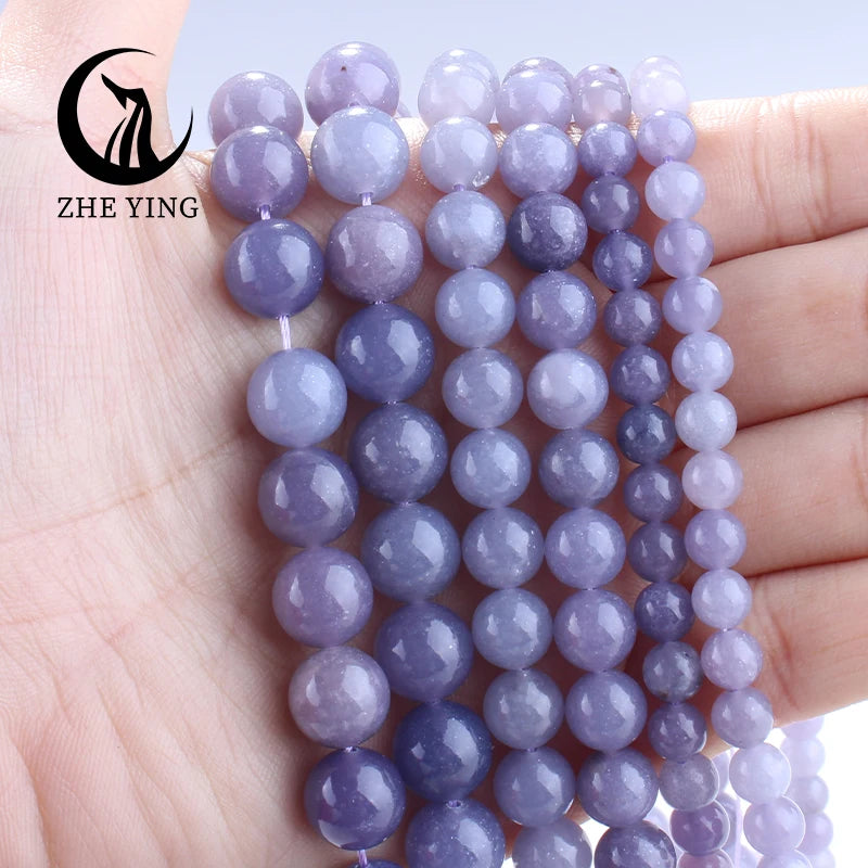 Zhe Ying 6mm 8mm 10mm Gem Lepidolite Beads Round Natural Stone Beads Stone Natural Purple Lepidolite Stone Beads