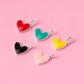 8.5mm Tiny 925 Sterling Silver Enamel Colorful Heart Charm for DIY Jewelry Making Supplies