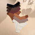 JOGOGO Plain Dyed Technique Women Panties for Adults Low-Rise Waist Solid Color Breathable Nylon High Elastic Ice Silk Thong