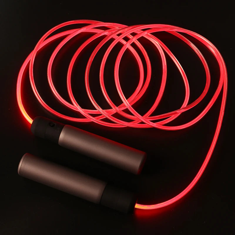 Upgraded Rechargeable Steel Inside Fiber Optic Glowing Flashing Skipping Jump Ropes for Adults Fitness Exercise Skip Rope