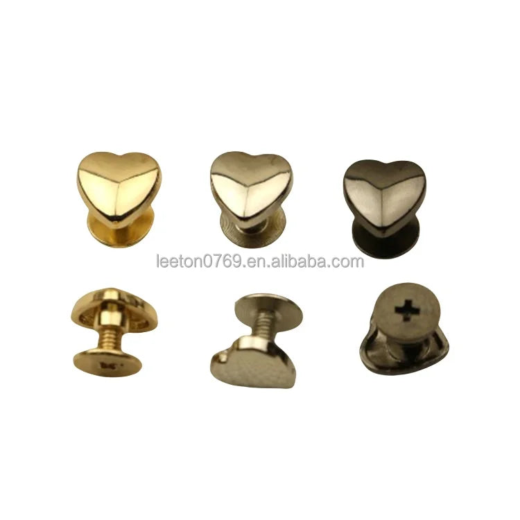 Stock Supply Bag Hardware Accessories 10mm Heart Shaped Decorative Bag Screw Button