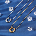 HOVANCI Dainty Jewelry Waterdrop Shape Stainless Steel Smooth Circle C Ring Pendant Necklace for Women