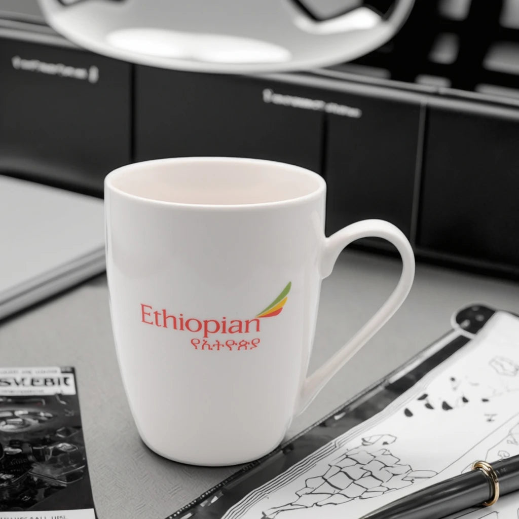 11oz Drum Shaped Ceramic Coffee Mug Custom Logo and Design for Promotional Drinkware