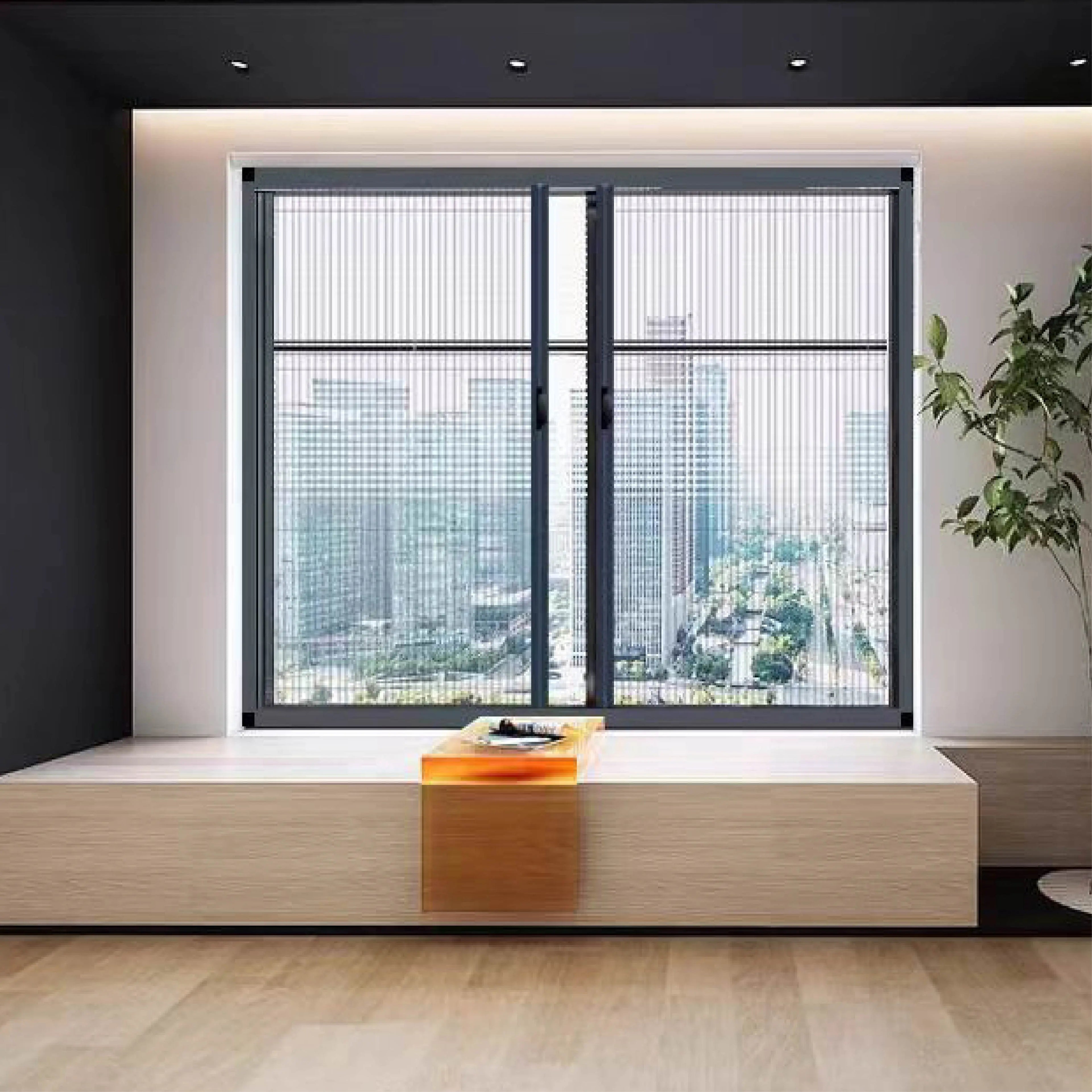 Home Use Built-In Aluminum Window Screen with Plain Technique Push-Pull & Folding Mosquito-Proof Invisible Breathable Partition