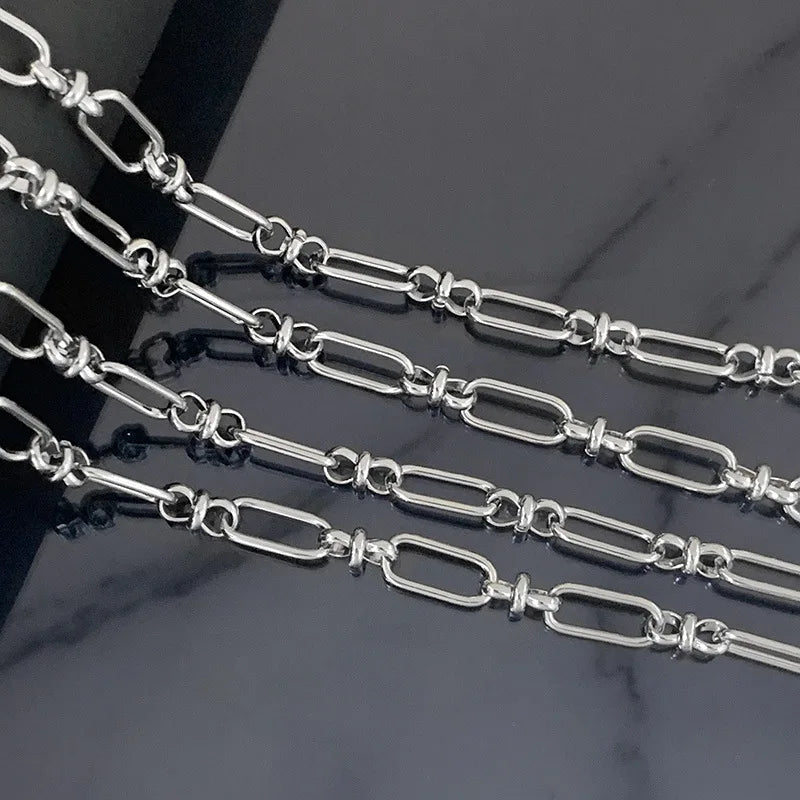 Stainless Steel Long Oval Clip-on Chain Personality DIY Necklace Bracelet European and American Hop Fashion Decorative off Th