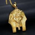 In Stcoks-  Egyptian Pharaoh Necklace Vintage Egypt Pendant Nefititi Charm Necklace 18K Gold Plated for Men Stainless Steel