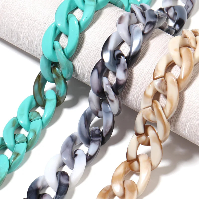 Factory Price Wholesale 23 MM Multicolor Plastic Bracelet Accessories Diy Acrylic Link Chain
