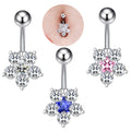 Korean Style Zircon Flower Belly Button Ring Factory Wholesale Fashion Body Piercing Jewelry Crystal Navel Rings