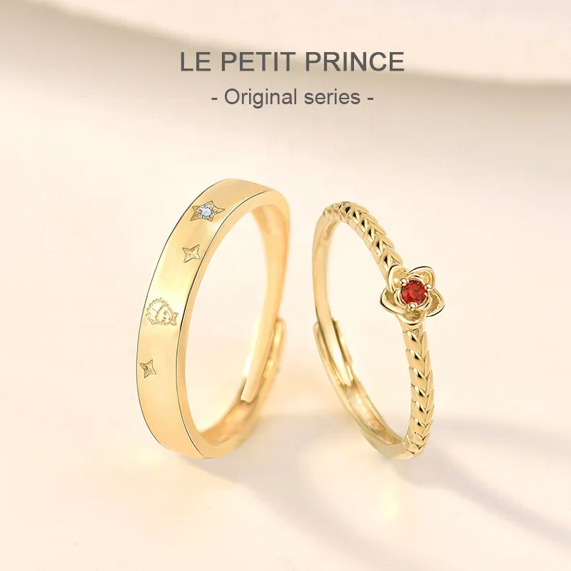 JA15 2025 New Style the Little Prince and the Rose Ring for Men Women 925 Sterling Silver Ring for Male Jewelry in Men Gifts