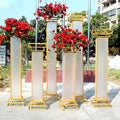 Wedding 3d Metal Arch Frame Backdrop White Membrane Golden Iron Door Arches Stand Pillar Backdrops for Wedding Events