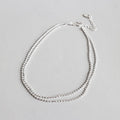 Bohemian Anklet Jewelry 925 Sterling Silver Double Layer Beaded Ankle Charm Bracelets for Women