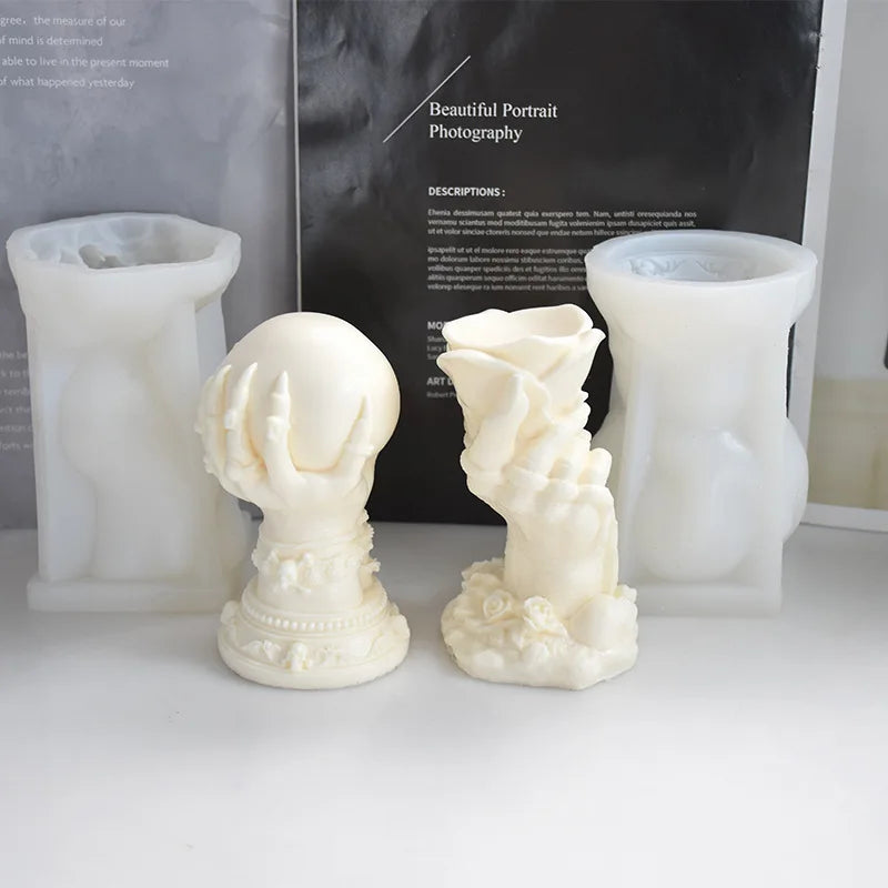 New Rose Claw Candle Mold Magic Ball Aromatherapy Candle Plaster Silicone Mold Home Ornament