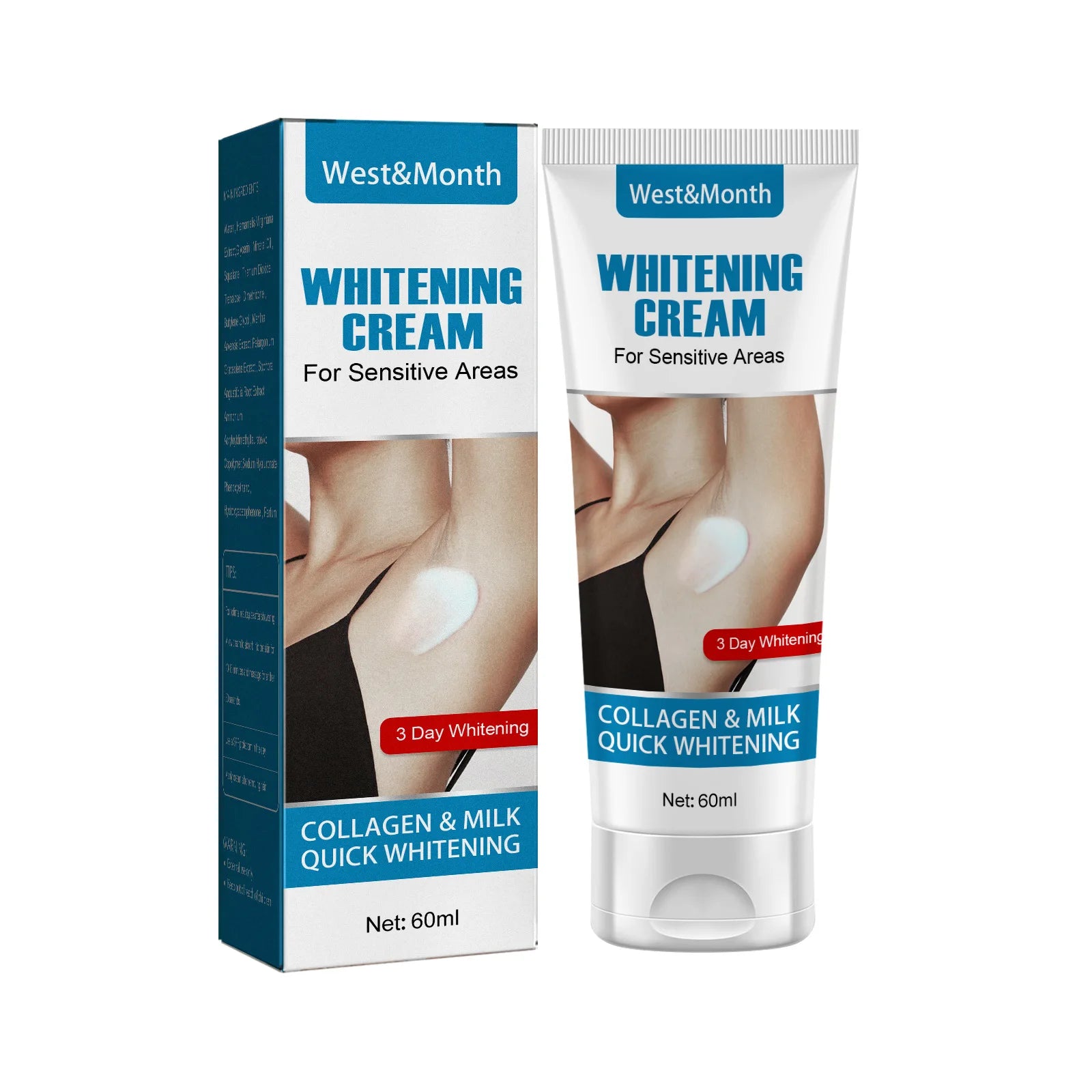 Private Label Oem West Month 3 Days Quick Whitening Cream for Sensitive Cream Top Selling Whitening Cream