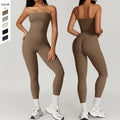 Wholesale Four-dimensional Elastic Suit Slimming Strapless Pleated Peach Leggings Running Workout Set