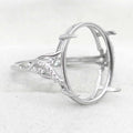 Sterling Silver 13*18mm Semi Mount Ring Empty Frame Blank Support Setting S925 Base Holder Without Center Stone for DIY Inlay