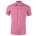 New Hot Cotton Small Plaid Pattern Shirt Oversized Short Sleeved Men's Business Casual Lapel Shirts