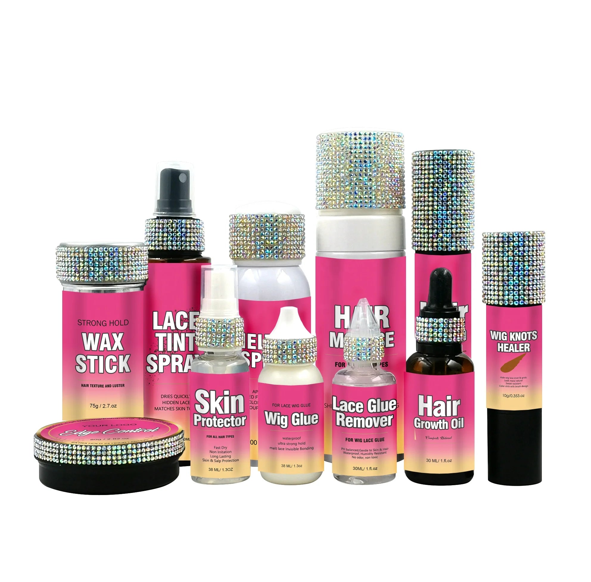 Bling Diamond Glitter Lace Install Kit Tint Spray Wig for Lace Frontals and Closures Hair Extension Tools