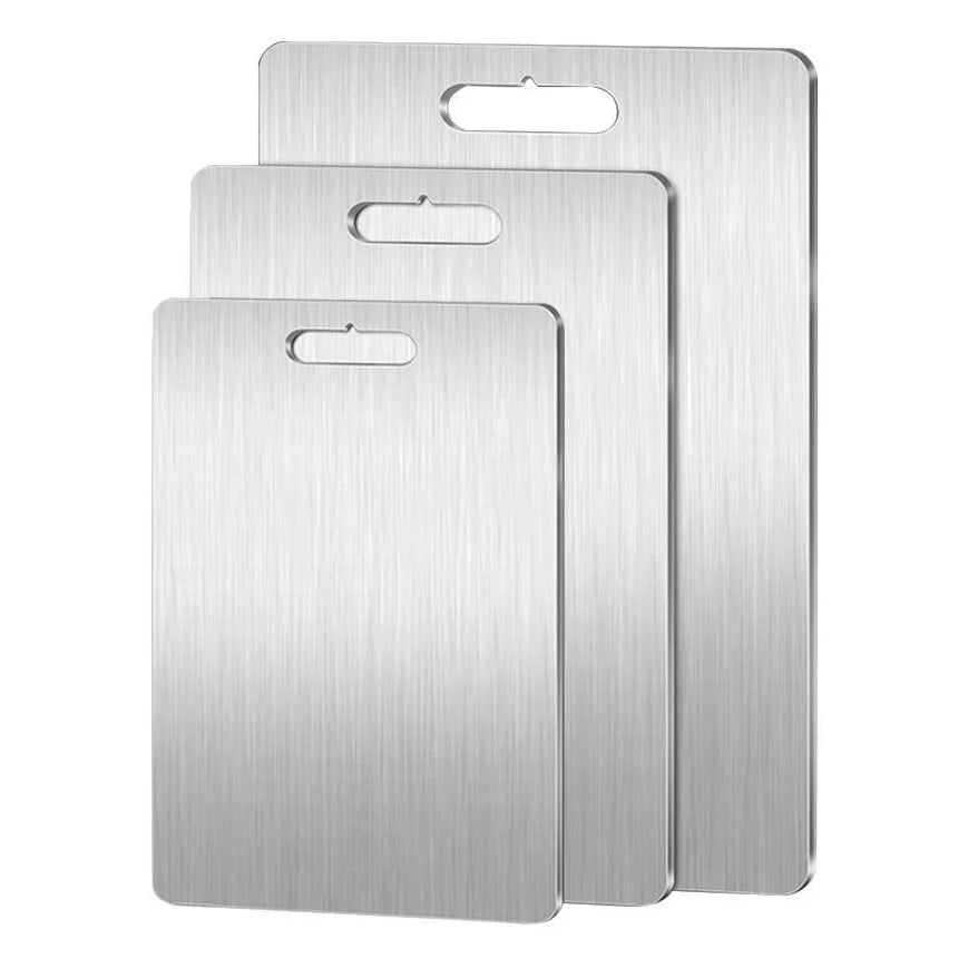New Stainless Steel Cutting Board Double-sided Cutting Board for Household Portable Square Hanging Hole Vegetable Chopping Board