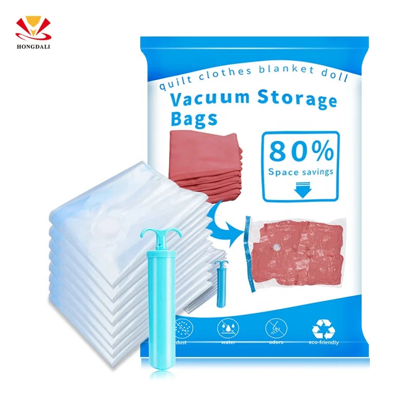 Factory Direct Supply Vacuum-Sealed Space Saver Hand Pump Clothes Bag Storage Compression Features for Industrial Packing