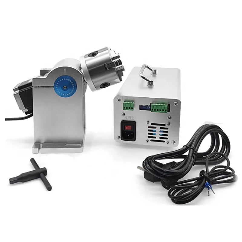 Diameter 80mm 3 Chuck Rotary Table Fixture for Laser Marking Welding Engraving Machine Mark Shaft Bottle Tube Etc. Round Objects