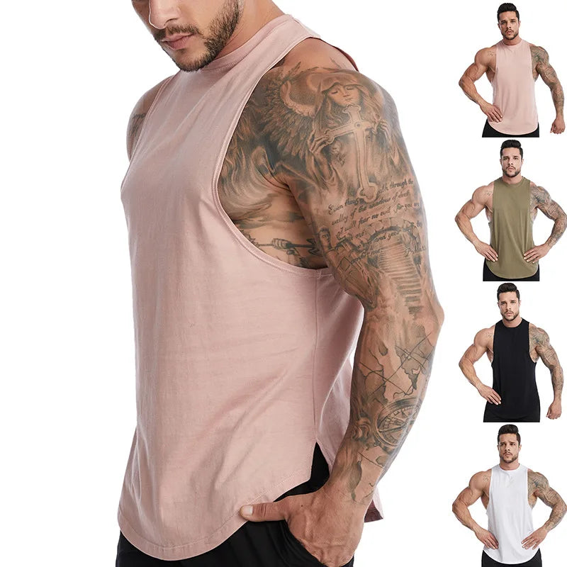 10%OFF  M-3XL New Sports Vest Men's Loose Large Size Sleeveless Fitness Wear Running Basketball Cotton Solid Color Vest