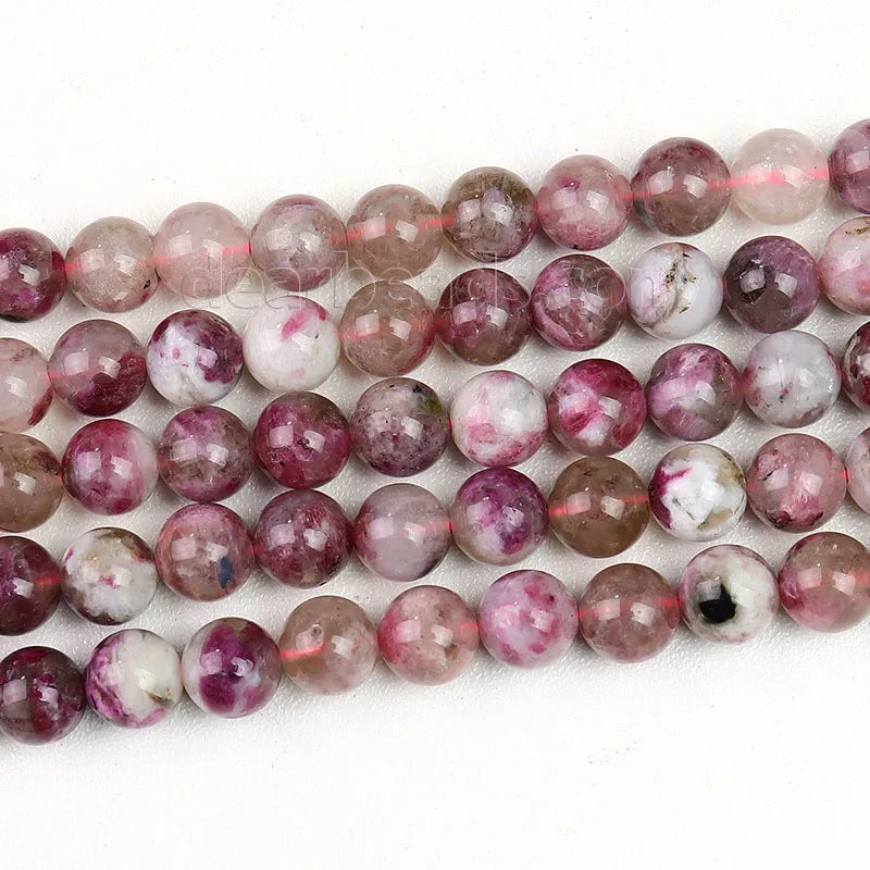 Cheap Rubellite Gemstone Strands Pink Rose Round Tourmaline AAA Beads Natural Stone for Jewelry Making 4mm 6mm 8mm 10mm