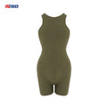 2025 New Arrival Fashion Sleeveless Yoga One Piece Jumpsuits Playsuits Spandex Bodycon Gym Shorts Jumpsuit Women
