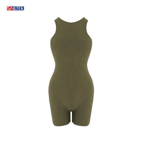 2025 New Arrival Fashion Sleeveless Yoga One Piece Jumpsuits Playsuits Spandex Bodycon Gym Shorts Jumpsuit Women