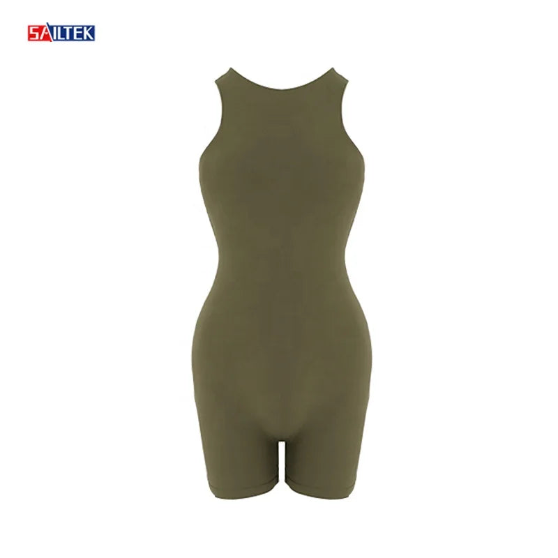 2025 New Arrival Fashion Sleeveless Yoga One Piece Jumpsuits Playsuits Spandex Bodycon Gym Shorts Jumpsuit Women