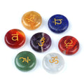 Gemstone Material Set of 7 Natural Agate Crystal Seven Chakras 20mm Round Meridian Stone for Yoga Carved Gemstone Reiki Symbol