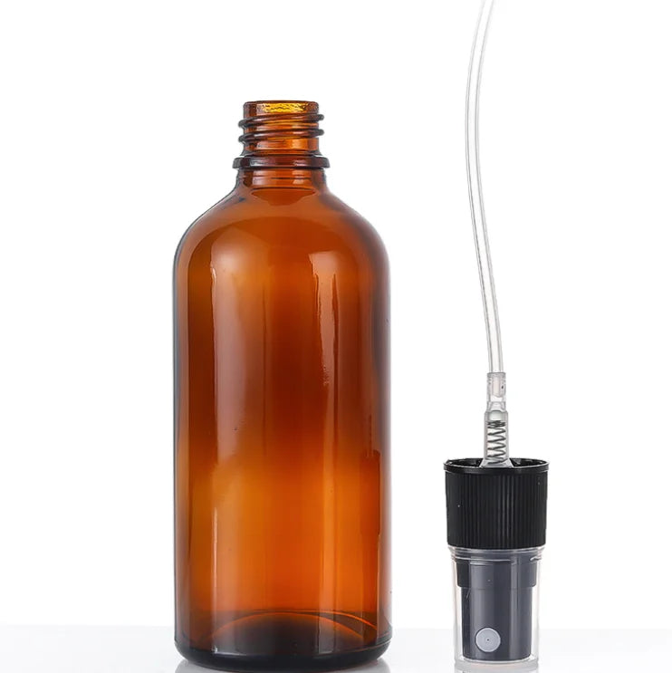 Wholesale Luxury 100ml Amber Glass Spray Bottles for Essential Oils Manufacturers' Packaging in Cartons