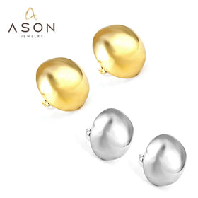 Ason Stainless Steel New Products Fashion European 18k Gold Large Earrings Glossy Solid Geometric Chunky Metal Stud Earrings