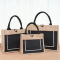 Custom Factory Eco-Friendly Folding Canvas Jute Tote Bag Waterproof Burlap Beach Bag with Custom Logo
