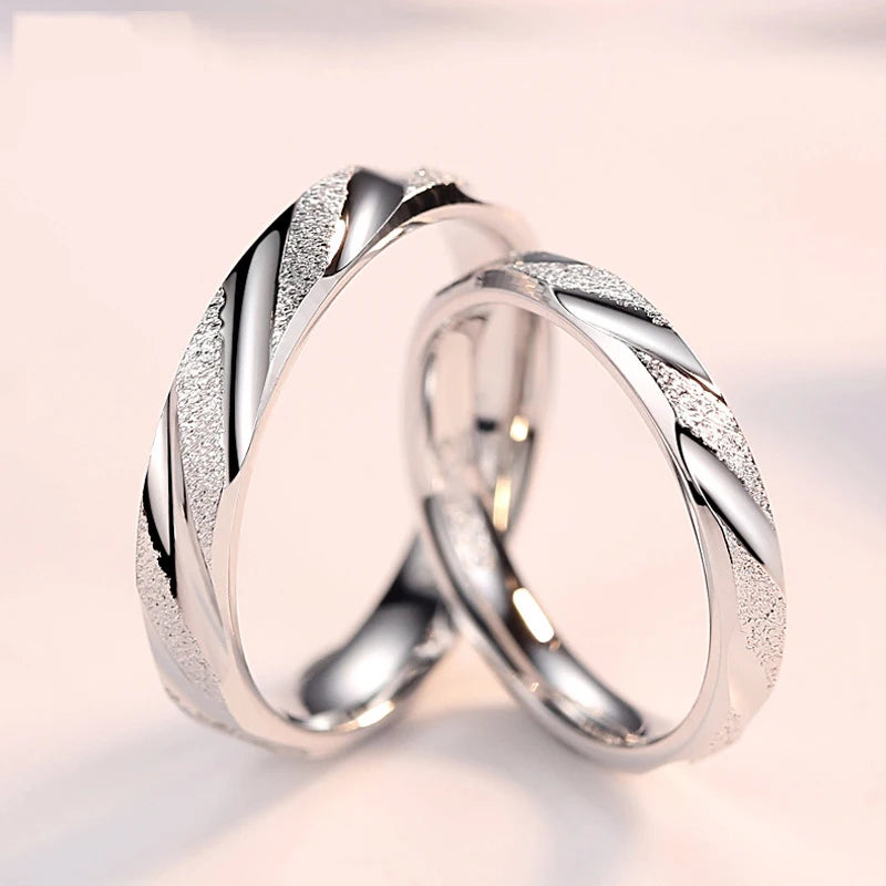 100% S925 Sterling Silver Frosted Finger Rings for Woman Men Wedding Band Top Quality Engagement Fine Party Jewelry