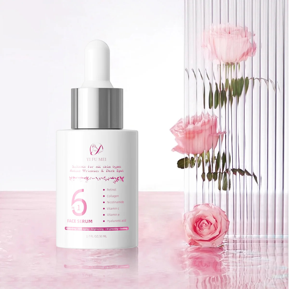 6 in 1 Private Label  Niacinamide Organic Dark Spot Lightening Anti Aging Face Glow Skin Care Vitamin C Serum