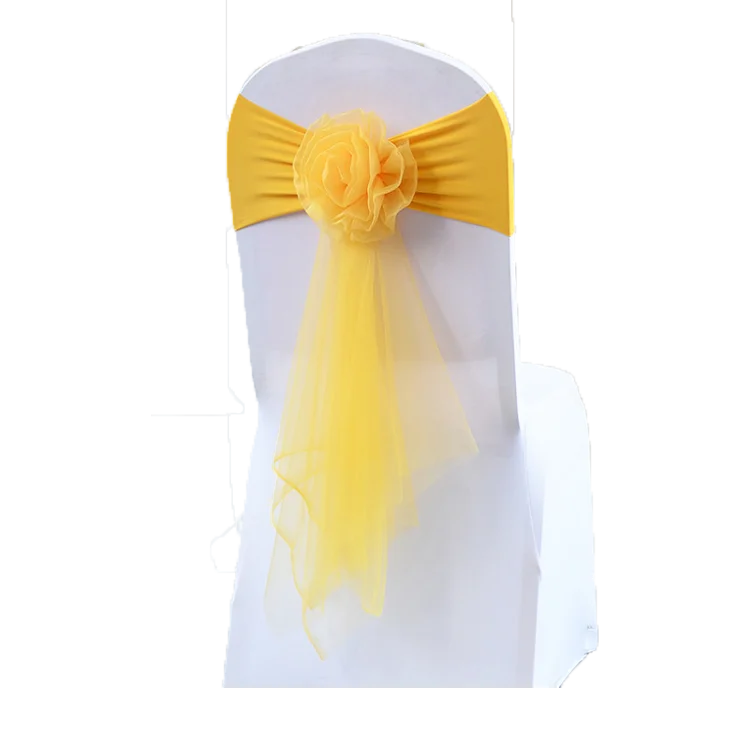 Gold Chair Sashes Wedding Decorative Wedding Spandex Chair Sashes Pageant Sash for Banquet