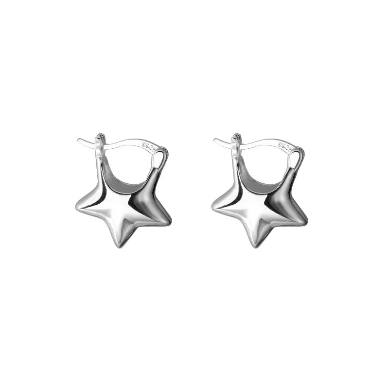 925 Sterling Silver Vintage Star Earrings Fresh Personality Simple Earring for Women